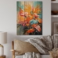 thumbnail image 2 of Designart "Orange Pink Palm Trees modern I" Floral Print on Natural Pine Wood, 2 of 5