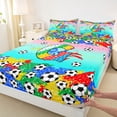 thumbnail image 5 of Erosebridal Letter G Teal Gradient Soccer Ball Print Queen Sheet Sets, Sports Monogram Bed Set for Kids Boys and Girls, 1 Flat Sheet, 1 Fitted Sheet and 2 Pillowcases, 5 of 6