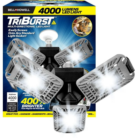 Bell + Howell Triburst 4000 Lumens Lampe de Garage et Atelier DEL Multi Directionnelle 144 Ampoules Installation Facile Écoénergétique
