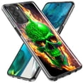 thumbnail image 2 of MUNDAZE Motorola Moto G Power 2021 Green Flaming Skull Burning Fire Double Layer Phone Case Cover, 2 of 5
