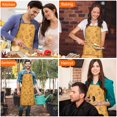 thumbnail image 7 of Orange Sun Moon Star Planet Pattern Apron-Garden Aprons for Women with Pockets-Cotton Linen Waterproof Kitchen Cooking Gardening Aprons Adjustable for Kitchen,Cooking,BBQ and Salon 33x27 Inch, 7 of 7
