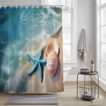 thumbnail image 4 of Ocean Waves Shower Curtains for Bathroom, Beach Shells Starfish Washable Fabric Shower Curtain with Hooks Waterproof Bathroom Decor Sets, 72 x 96 Inches, 4 of 9