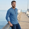 thumbnail image 3 of Youthup Men's Casual Henley Long Sleeve T-Shirt with Four-Button Detail & Color Block Design for Daily Wear, 3 of 10