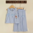 thumbnail image 2 of HCNTES Toddler Baby Girls Casual 2 Piece Set Short Sleeve Tee + Elastic Pants Kids Girls Summer Clothes Girls School Outfits 3-7Y(F02-Light Blue,2-3 Years), 2 of 9