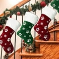 thumbnail image 4 of Dalrosia Large Christmas Stockings Dog Paw Print Snowflake Pattern Hanging Stockings Red Green Christmas Decorations Gift Bag Hanging Ornament for Xmas Holiday Party Pet Home, 4 of 4
