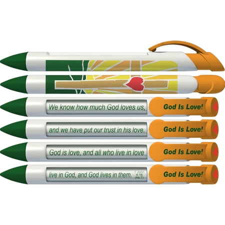 Scripture Pen by Greeting Pen- God Is Love Rotating Message Pen - 6 Pack (36052)