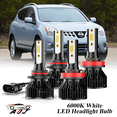 thumbnail image 1 of Compatible con Juego de Lámparas Alta/Baja Nissan Rogue 2008-2013  - 4 Unidades, 10,000LM 6500K Blanco Frío, Bombillas 500% Ultraluminosas, Plug & Play, 1 of 12