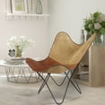 thumbnail image 4 of LR Home Handmade Canvas and Leather Indoor Butterfly Accent Chair, 35" H x 30" W x 30" D, Brown, 4 of 12