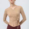 thumbnail image 2 of tarylea Women's Yoga Tops V Neck Drawstring Tops Long Sleeve Slim Fitted Shirts Casual Sports Shirts Athletic Tops, 2 of 6