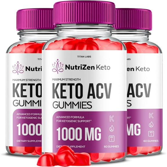 (3 Pack) NutriZen Keto ACV Gummies - Apple Cider Vinegar Supplement for Weight Loss - Energy & Focus Boosting Dietary Supplements for Weight Management & Metabolism - Fat Burn - 180 Gummies