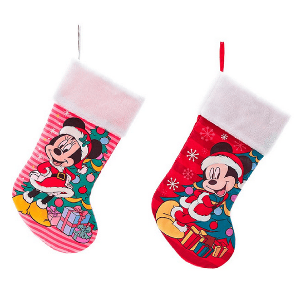 New Kurt Adler Mickey and Minnie Christmas Stockings, Pair of 2