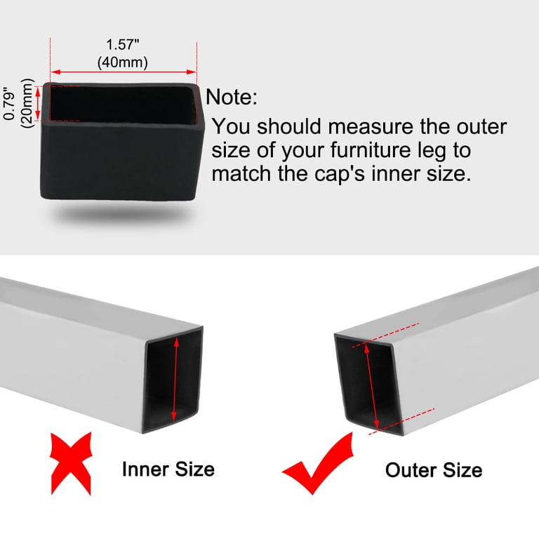 Uxcell Rubber Furniture Foot Covers – 20x30mm Table & Chair Leg Protectors, 10 Pack, Black