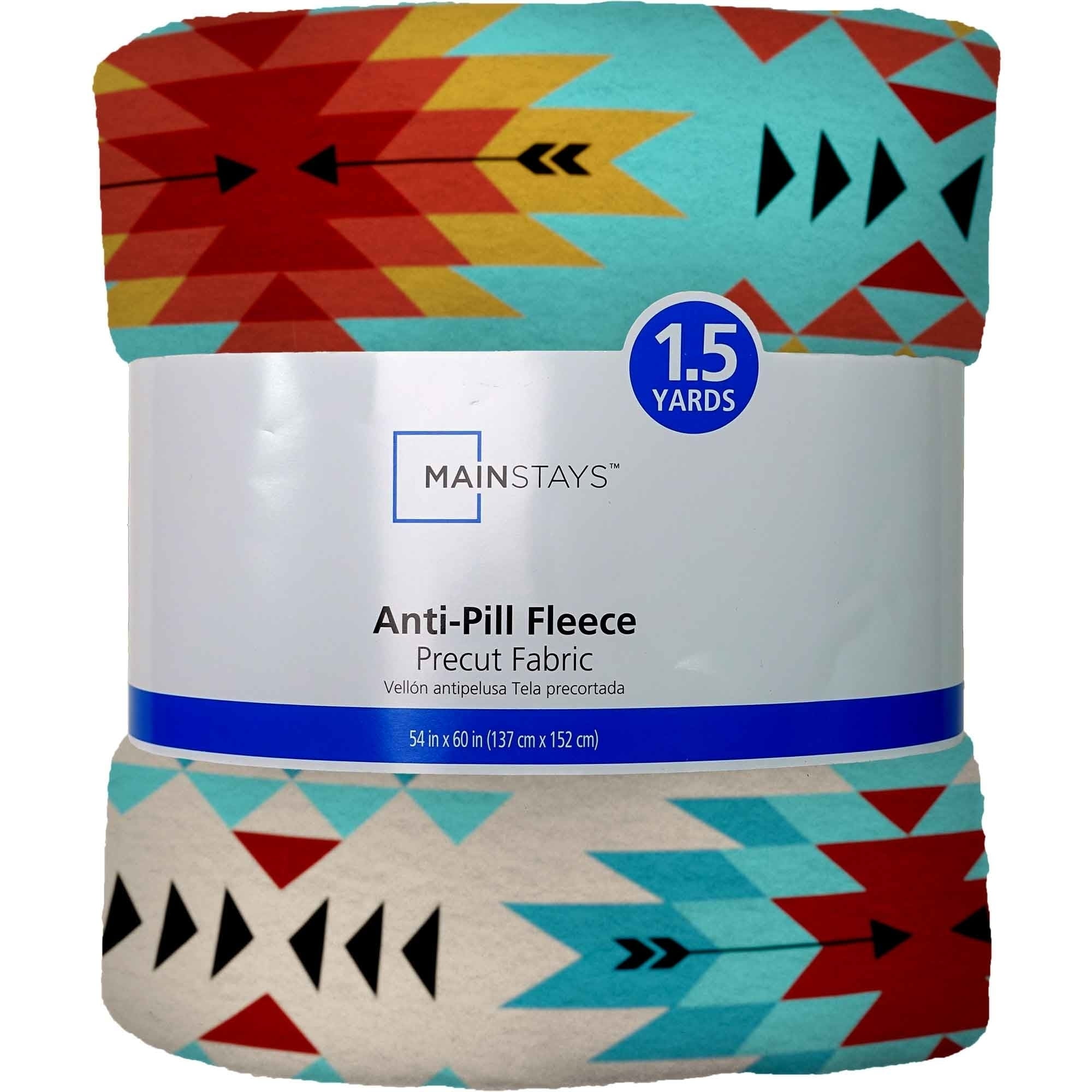 (2 pack) Mainstays 1.5 Yards 100% Polyester Lux Anti-pill Fleece Tribal Stripes, Turquoise, Rust, 60" Wide for Crafts