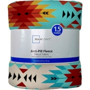 Mainstays 58" x 1.5 yard Lux Anti-pill Fleece Tribal Stripes Fabric Precut, Turq/Rust