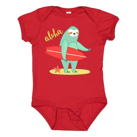 

Inktastic Beach Sloth Surfing Aloha Gift Baby Boy or Baby Girl Bodysuit