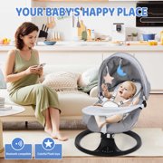 Electric Rocking Chair with Intelligent Induction System and Safety Harness,Remote Control Bluetooth-compatible Electric Rocker,Adjustable Backrest Smart Swing with Soft Music