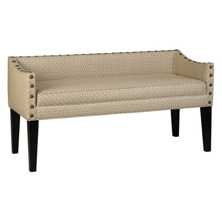 Leffler Home Whitney Long Upholstered Bench with Arms and Nailhead Trim in Rip Rap Lemon (Best Way To Trim Grass Around Chain Link Fence)