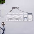 thumbnail image 3 of Milisten USB Glowing Computer Wired Keyboard Creative Round Key Keyboard Practical Keyboard (White), 3 of 5