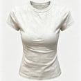 thumbnail image 5 of Jinhomg Womens Cotton T Shirts Crewneck Short Sleeve Slim Fit Basic Tee Fashion Y2k Casual Summer Tops Gray S, 5 of 5
