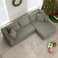 thumbnail image 2 of AENKYO 104'' Modular L-Shape Sectional Sofa with Chaise, Comfy Deep-Seat Cloud-Couch, Corduroy - Gray, 2 of 8