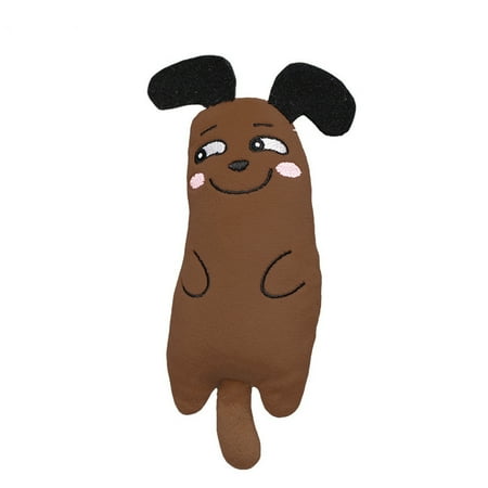 Cartoon Expression Catnip Plush Toy Self-Entertainment Soft Chew Plaything Interactive Dental Grinding for Indoor Cats Coffee 6.7*1.6