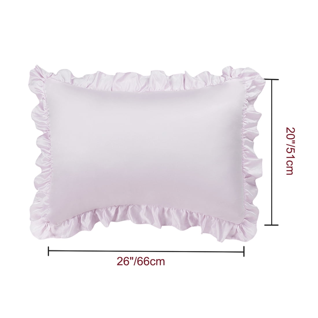 Unique Bargains 4-Piece Satin Ruffled Edge Pillow Shams, Standard, Lavender Gray