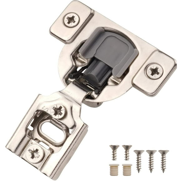 DecoBasics 50 Pack 1/2" Overlay Soft Close Hinges for Kitchen Cabinets -Hidden Self Closing Cabinet Hinges Brushed Nickel Concealed with Built-in Soft Close Cabinet Hinges Damper -3 Way Adjustability