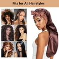 thumbnail image 5 of 2 count Long Satin Bonnets with Tie Band, Large Braid Bonnet Silky Hair Cap for  Women Sleeping, E, 5 of 7