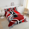 thumbnail image 4 of Erosebridal Red Black Grey Stripe Bedding Twin Comforter Set, Modern Abstract Circle Down Comforter Microfiber 2-Piece, 4 of 8