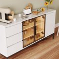 thumbnail image 6 of Buffet cabinet with storage, kitchen side panel storage room with doors and 3 drawers, pantry cabinet display rack, console, dining table manager furniture, living room dining room white, 6 of 8