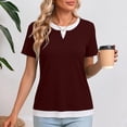 thumbnail image 4 of Levmjia Women's Mock Two Piece T-Shirt, Short Sleeve Round Neck Layered Top, Casual Loose Fit Tee, Everyday Basic Shirt, Soft Stretchy Fabric, 4 of 6