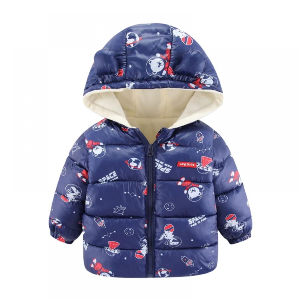 Clearance! 0-24M Toddler Baby Boys Girls Cotton Cartoon Rabbit Ears Hooded Coat Warm Wadded Thicken Button Outerwear