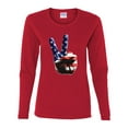 thumbnail image 2 of American Flag Peace Sign Hand Pop Culture Womens Graphic Long Sleeve T-Shirt, Red, 2XL, 2 of 3