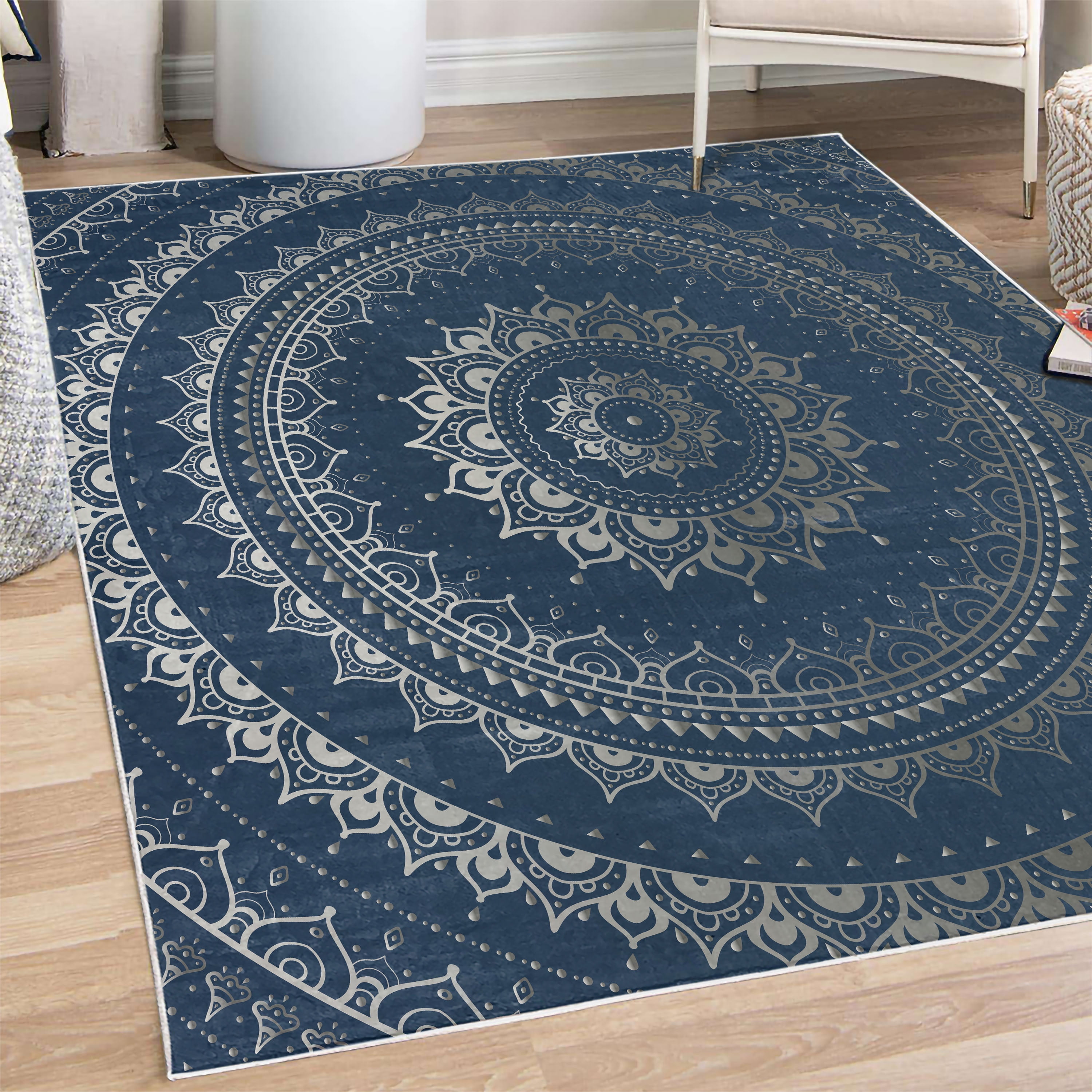Mandala Decorative Rug, Circle Universe and Cosmos Esoteric Oriental ...