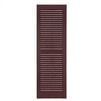 Perfect Shutters Premier Louver Exterior Decorative Shutter, Burgundy - 15 x 43 in.