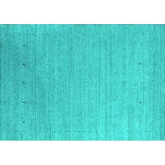 Ahgly Company Indoor Rectangle Abstract Turquoise Blue Contemporary Area Rugs, 5' x 7'