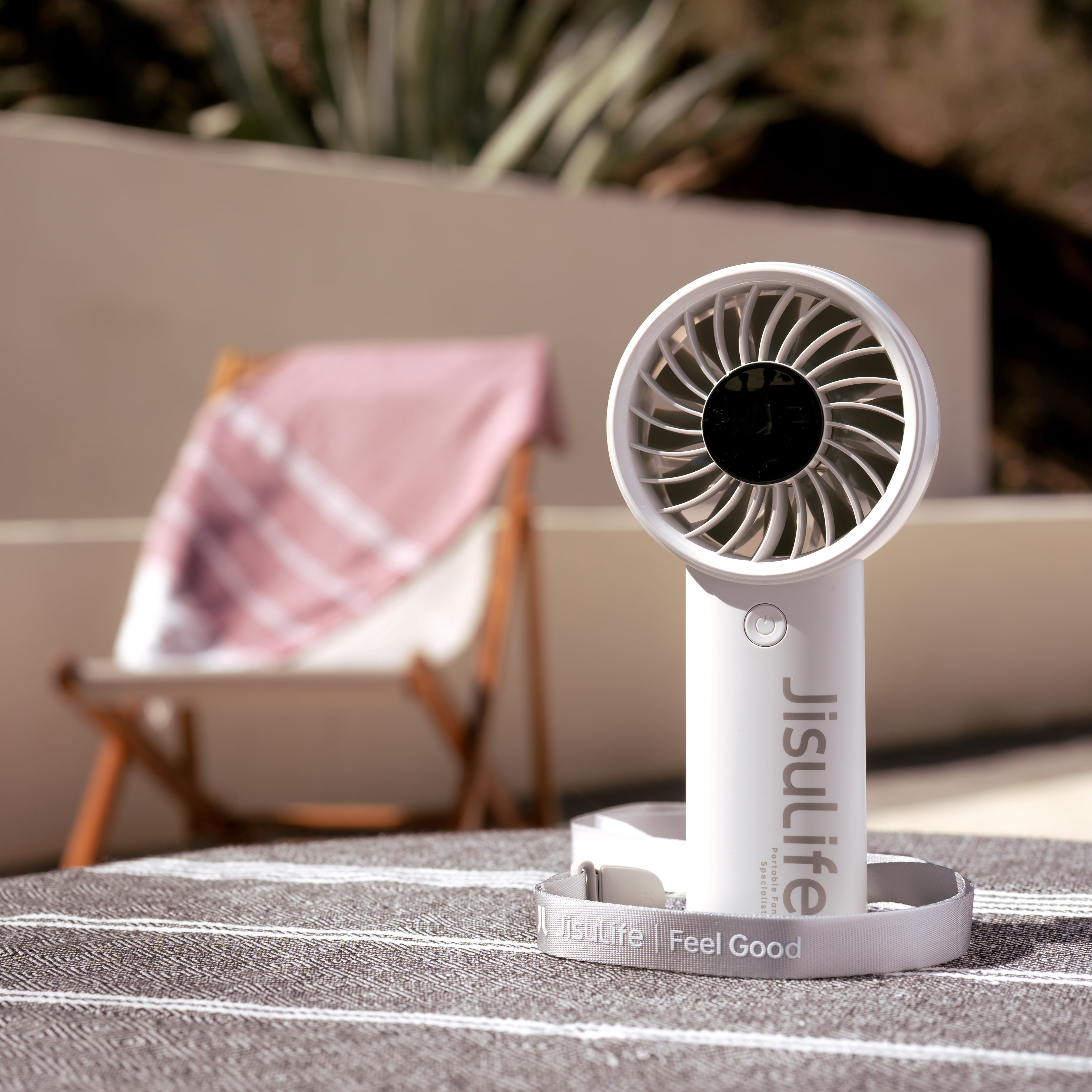 JISULIFE Handheld Fan With LED Display and 3600mAh Battery, Gray, Life4