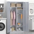 thumbnail image 4 of SUNCROWN Metal Storage Cabinet with Locking Doors, 72" Tall Wardrobe Closet with Lock and Hanging Rod, Steel Storage Locker Closet with 4 Shelves for Home Office, Garage, Cement Grey, 4 of 6