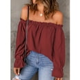 thumbnail image 3 of Camisa de blusa con hombros descubiertos,Blusa de gasa con hombros descubiertos Blusa de gasa con hombros descubiertos Camiseta con hombros descubiertos Aspecto llamativo, 3 of 6