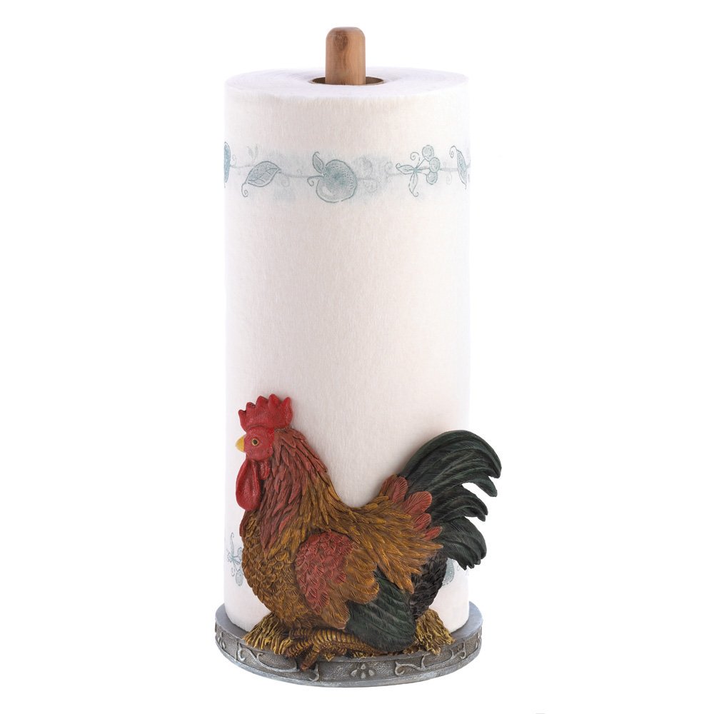 Rustic Kitchen Towel Holder, Rustic Decor Rooster Paper Towel Holders Countertop