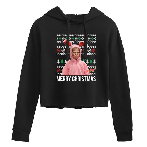 A Christmas Story - Merry Christmas - Juniors Cropped Pullover Hoodie