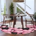 thumbnail image 4 of Valentine's Day Washable Round Area Rug 7 ft, Romantic Pink Black Love Heart Balloons Pink, Soft Non Slip Rugs Stain Repellent Indoor Felt Carpet for Living Dining Room Bedroom Home Office, 4 of 9