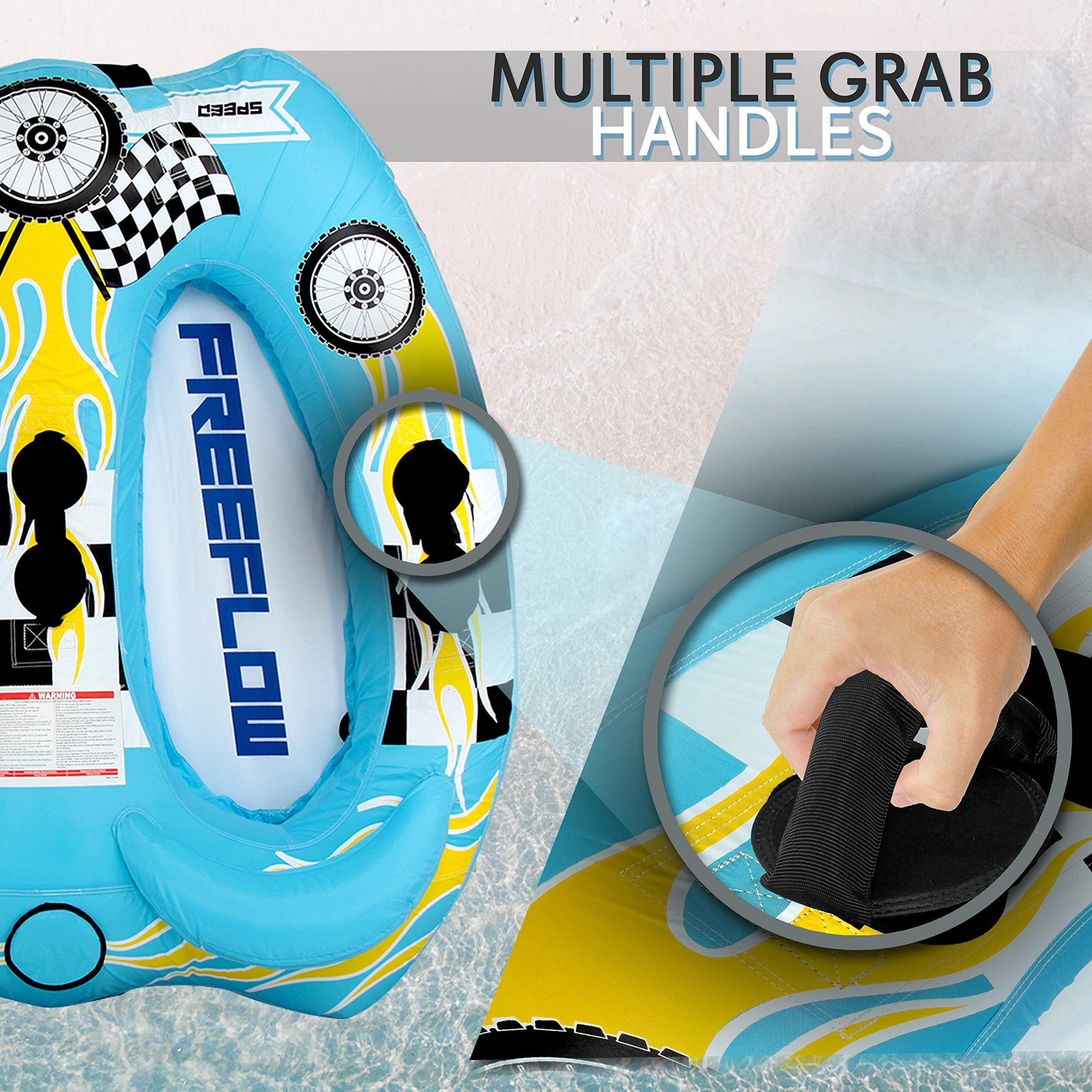 Watersports Inflatable Towable Booster Tube - Two Person Water Boating Float Tow Raft, Inflatable Pull Boats/Tubes/Towables w/Dual Seats, PVC Bladder, Foam Pad, Nylon Handles