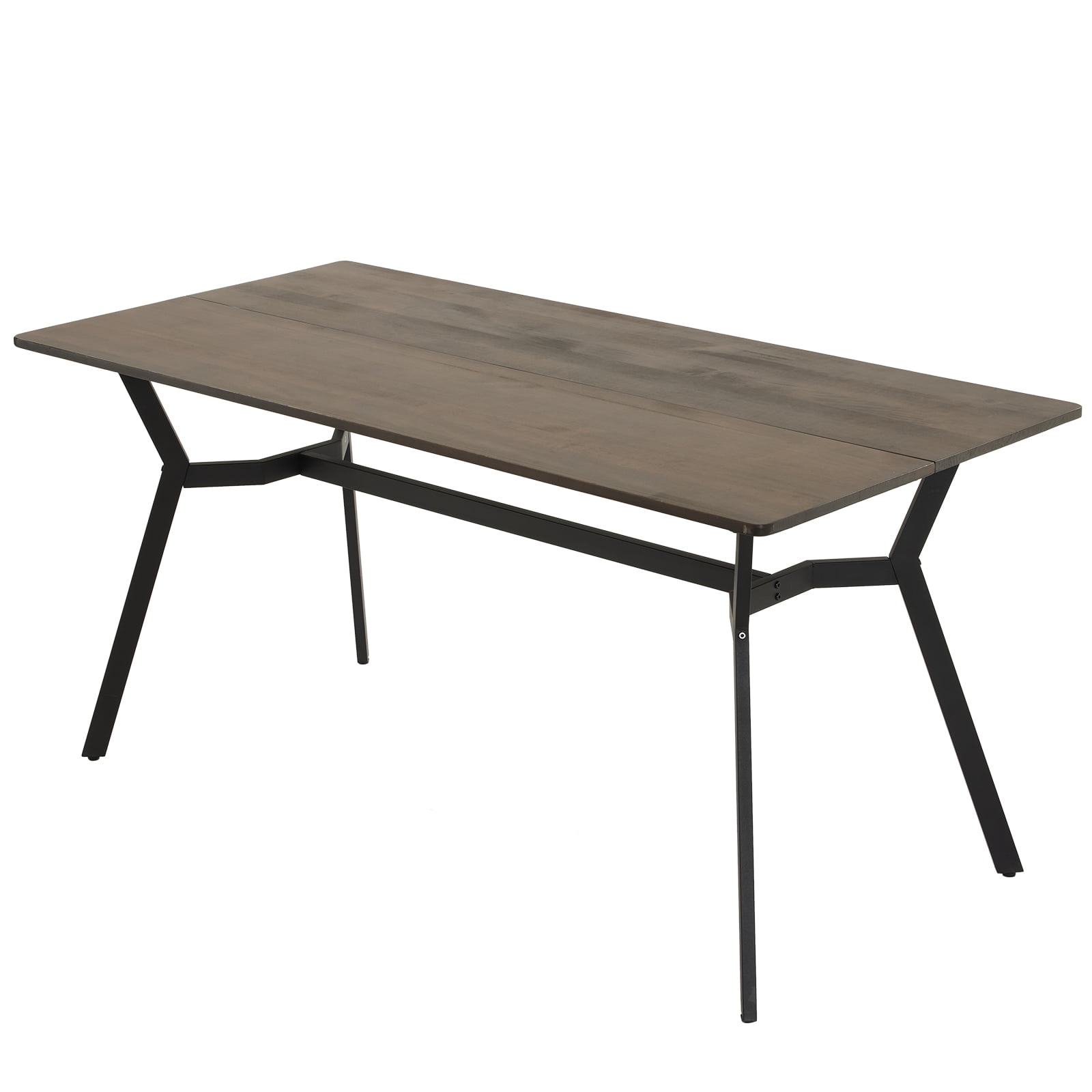 Ktaxon 63" Dining Kitchen Table for 6 to 8,  Farmhouse Rectangular Wood Dining Room Set with Metal Legs for Dining Room Pale Gray