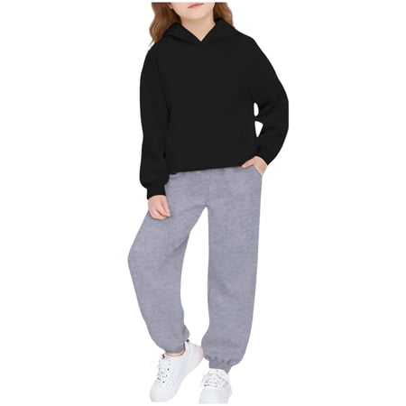 AHTJRT Kids Tracksuit Set Long Sleeve Hoodie Sweatshirt and Tapered Pants Outfit 2 Piece Fashion Fall Spring Running Athletic Sets Black 6-7 Years AHTJRT Kids Tracksuit Set Long Sleeve Hoodie Sweatshirt and Tapered Pants Outfit 2 Piece Fashion Fall Spring Running Athletic Sets Black 6-7 Years