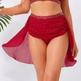thumbnail image 3 of TiaoBug Women's Rhinestone Lyrical Ballet Dance Skirts Flowy Hem High Low Skirt Figure Skating Dancewear Bottoms Burgundy M, 3 of 7