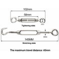 thumbnail image 2 of 6 uds tensor de alambre tensor M4 acero inoxidable ajustable tensor gancho y ojo conjunto resistente, 2 of 5