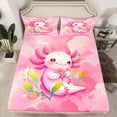 thumbnail image 2 of Feelyou Girly Pink Axolotl Twin Sheet Sets, Watercolor Galaxy Bedding, 3pcs, 2 of 7