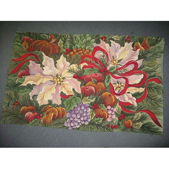 3'x5' Floral Needlepoint Rug