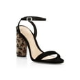 thumbnail image 1 of Schutz Miraceli Black Leopard Open Toe Ankle Strap Block Heeled Fashion Sandals (8, Black), 1 of 3